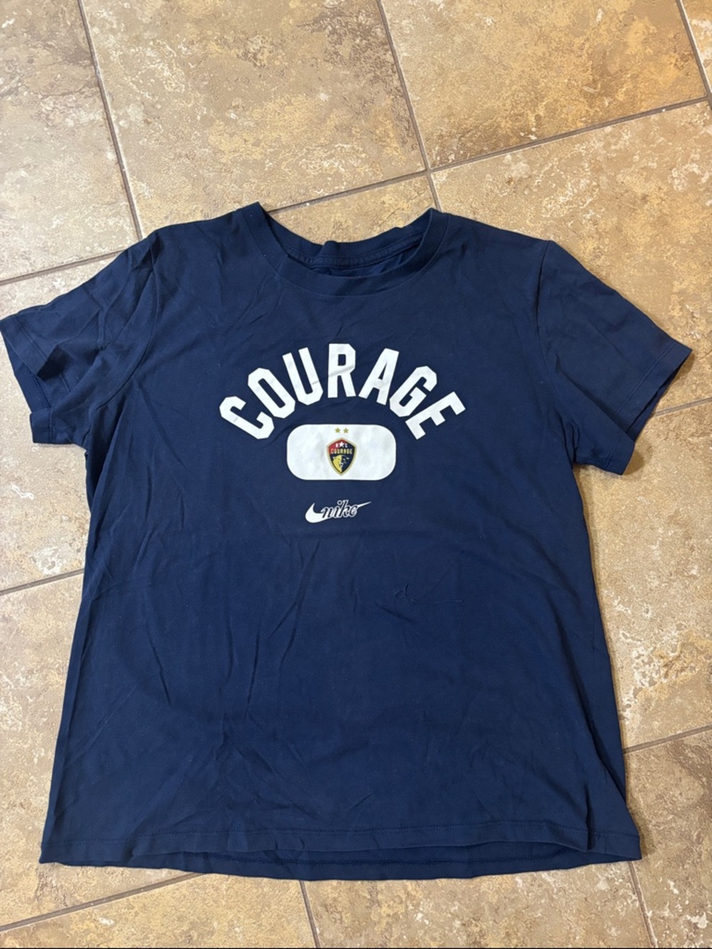 Women’s size large short sleeve dri fit Nike Navy NC Courage soccer tshirt NWSL